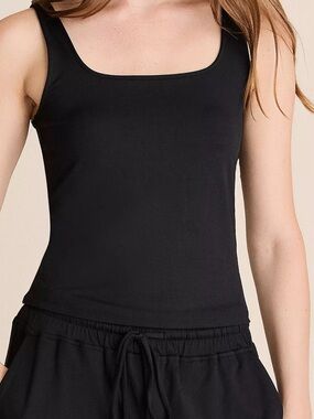 Lou & Grey Black Ribbed High Shelf Bra Tank Size XS